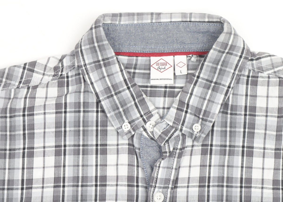 Additional view of Lee Cooper Men's Grey Plaid Cotton Button-Up Shirt L