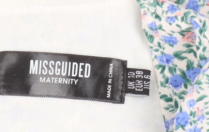 Additional view of Missguided Maternity Blue Floral A-Line Puff Sleeve Dress UK 10