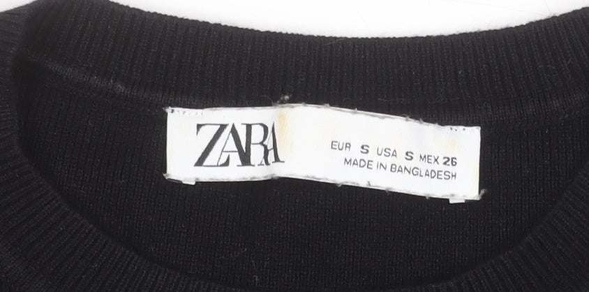 Zara Women's Black Cropped Knit Tank Top Size S