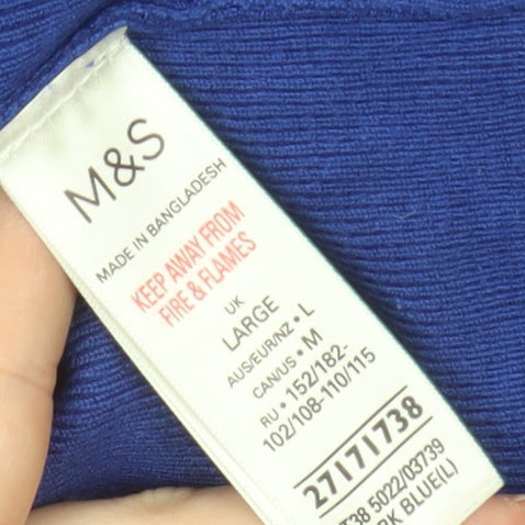 Marks & Spencer Women's Blue Crew Neck Knit Jumper Size L
