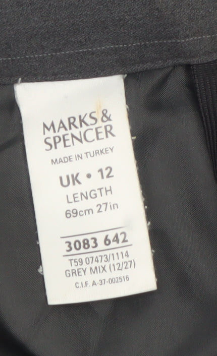 Marks & Spencer Women Grey Pinstripe Pencil Skirt Size 12