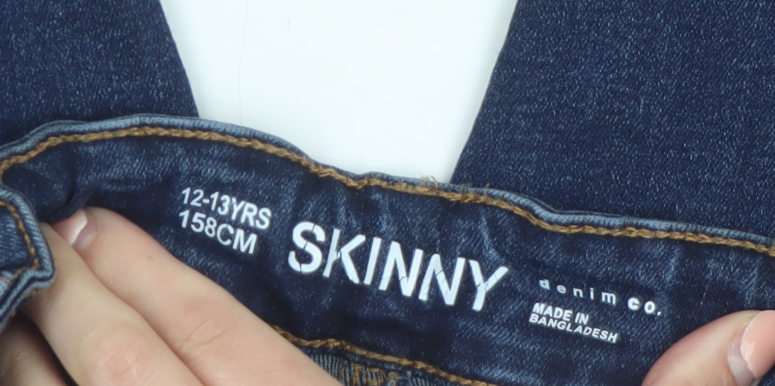 Additional view of Denim Co boys’ blue skinny jeans 12-13 years adjustable waist cotton