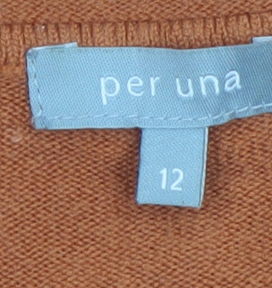 Marks Mens & Spencer Per Una Brown Wool V-Neck Long Sleeve Polo M