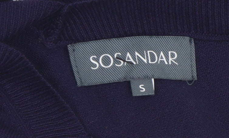 Sonsandar Women’s Blue White Striped V-Neck Knit Jumper Size S
