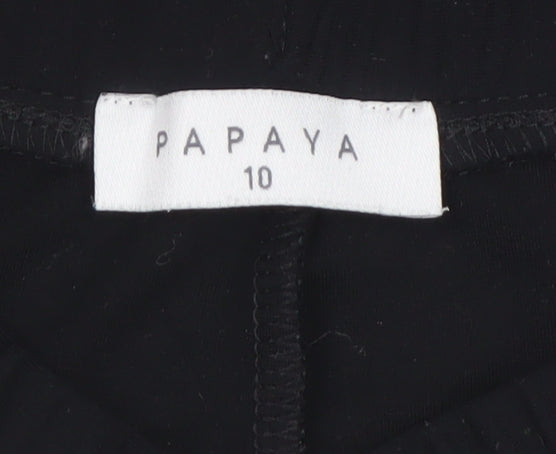 Additional view of Papaya Women’s Black, size UK 10, Elastic Waist Stripe Jogger Trousers