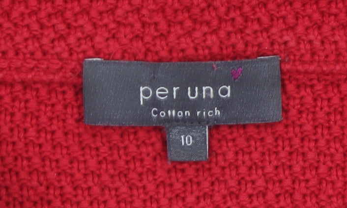Marks & Spencer Per Una Red Striped Boat Neck Cotton Jumper Women’s Size 10