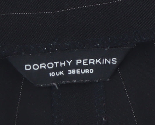 Additional view of Dorothy Perkins Women’s Black Pinstripe Flared Dress Trousers, size UK 10