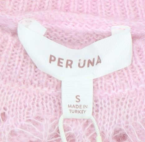 Marks and Spencer Per Una Women Pink S Cable-Knit Jumper