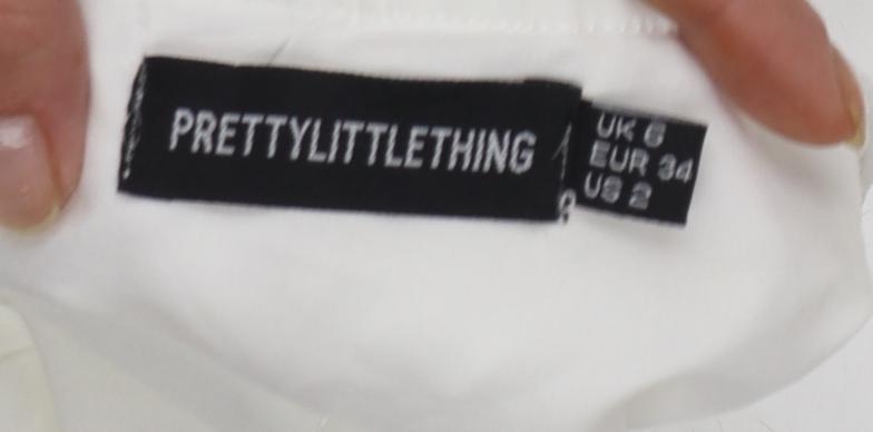 PRETTYLITTLETHING Women’s White Off Shoulder Ruffle Cropped Blouse UK 6