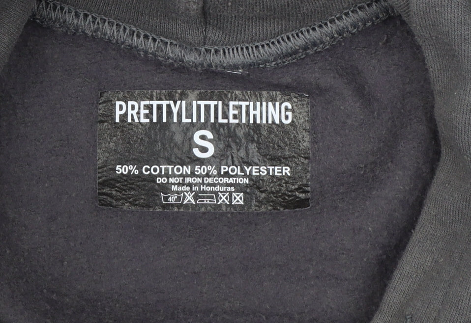 PRETTYLITTLETHING Women's Grey Pullover Hoodie Size S Cotton Blend