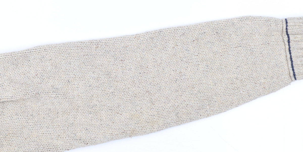 Additional view of Mantaray Men's Beige Wool Blend 1/4 Zip Cable Knit Jumper M