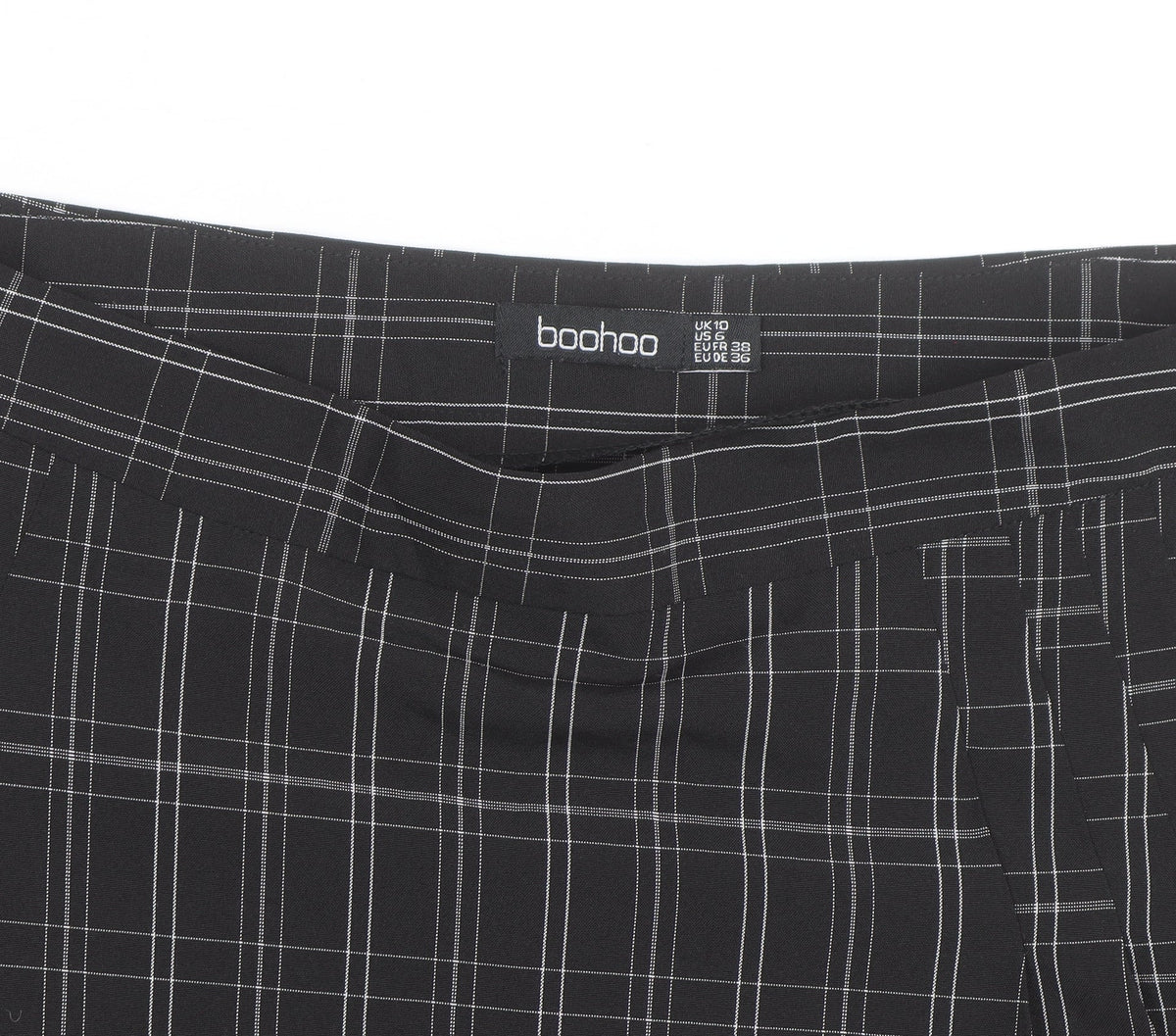 Boohoo Women's Black Check Pleated Mini Skirt Size 10