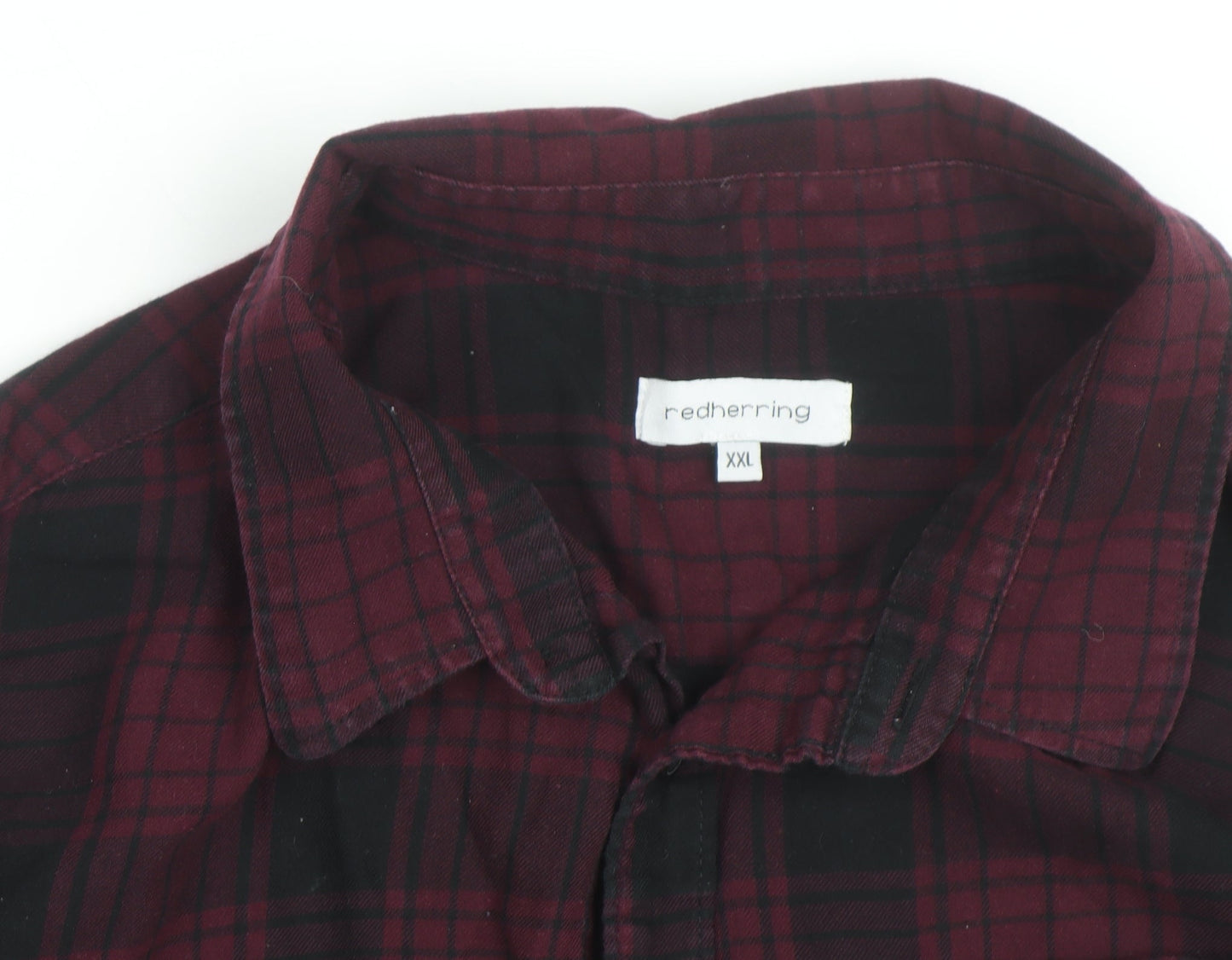 Red Herring Men's Red Black Plaid Flannel Shirt 2XL Regular Fit