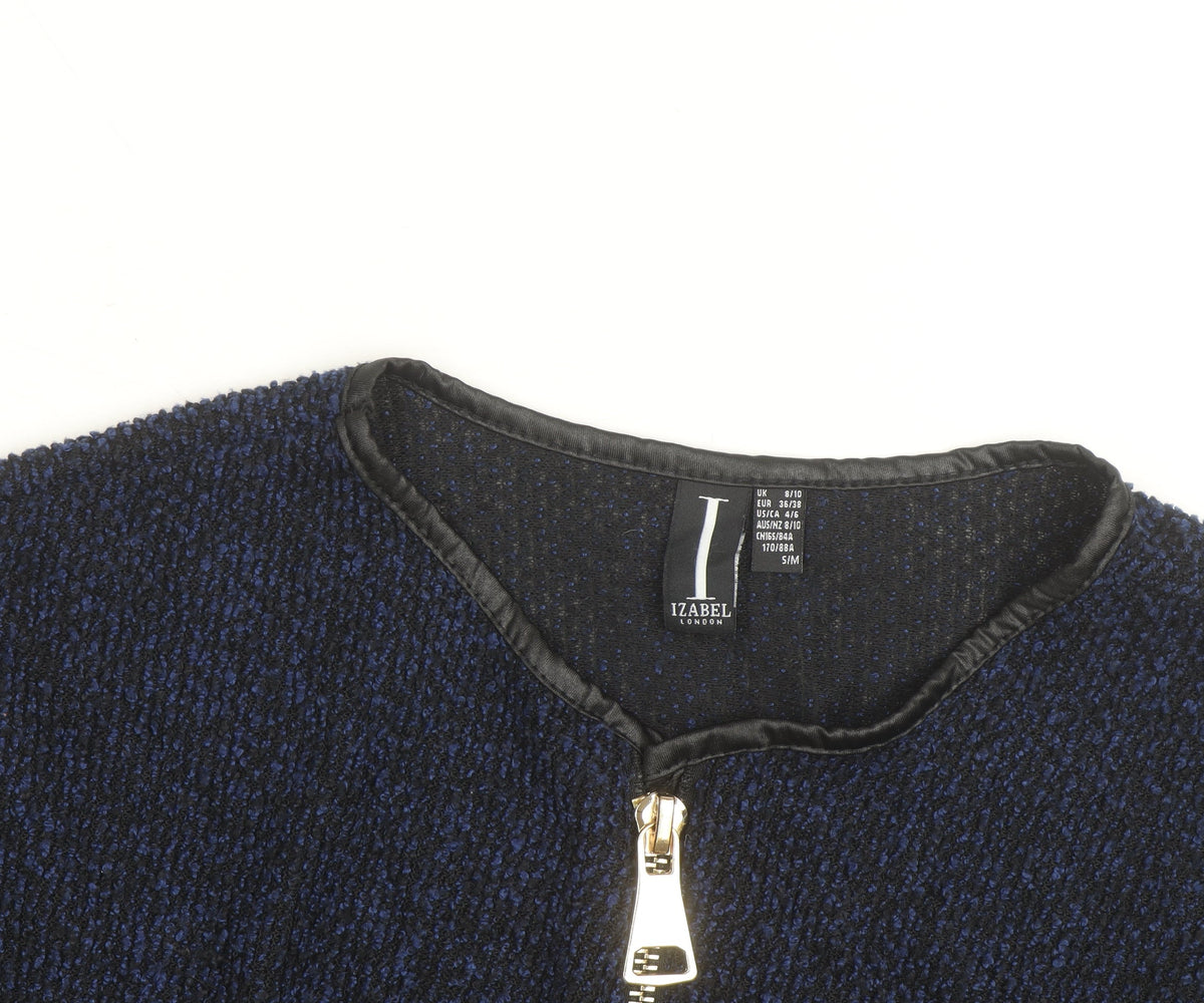Izabel London Women's Blue 1/4 Zip Knit Jumper Size S 8/10