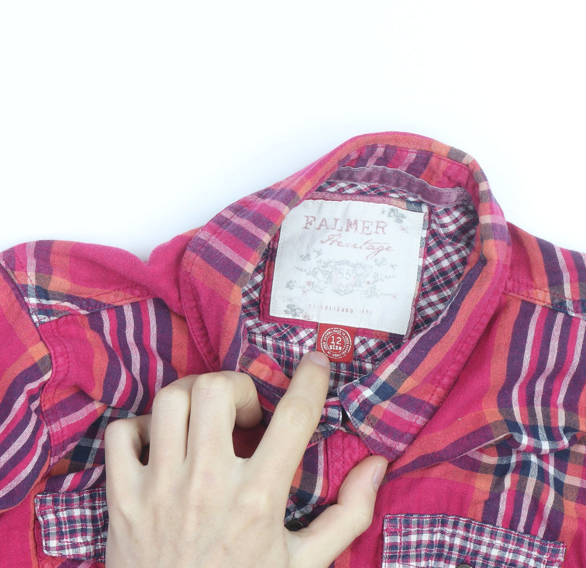 Additional view of Falmer Heritage Women's Pink Plaid Cotton Button-Up Shirt, size 12