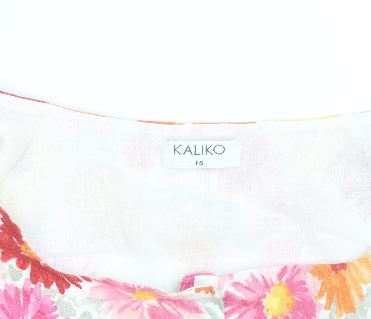 Additional view of Kaliko Women’s Multicoloured Floral Linen Blend Sleeveless Blouse, size UK 14