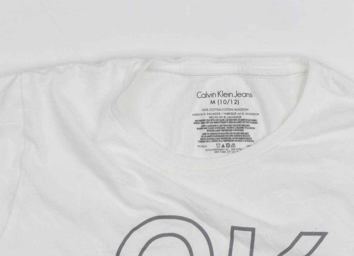 Calvin Klein Jeans Women's White Cotton T-Shirt M 10/12