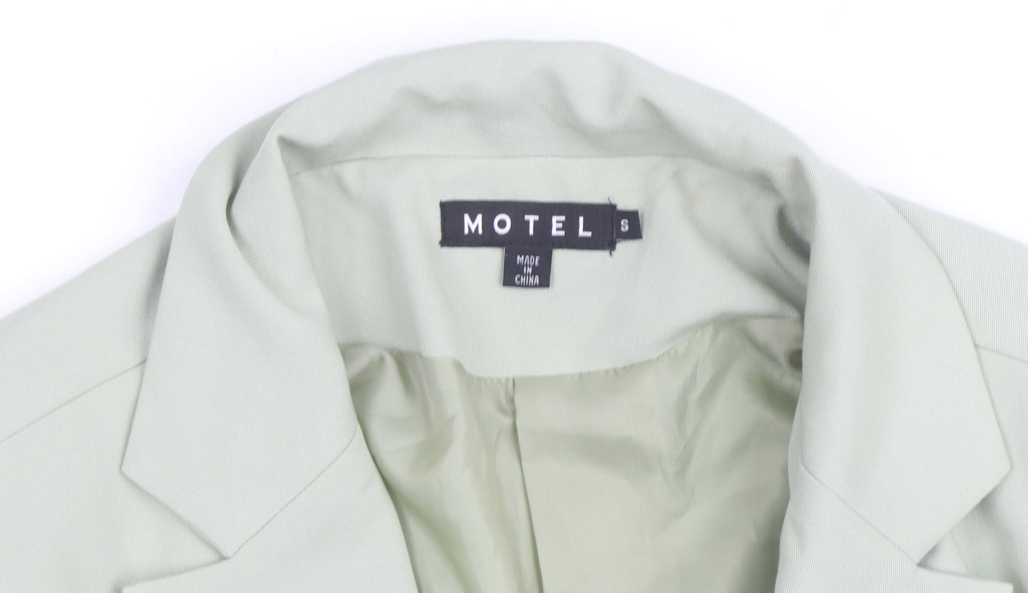 Motel Women's Green Cotton Blend Blazer Jacket Size S