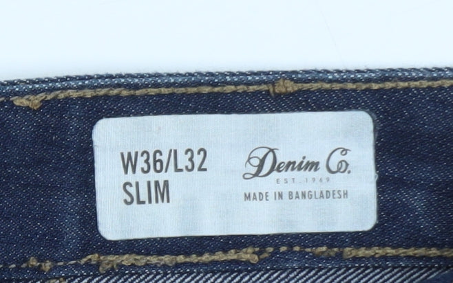 Brand and care label for Denim Co. Women’s Blue Slim Fit Straight Jeans W36 L32