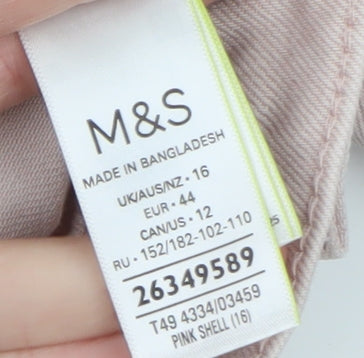 Marks & Spencer Womens Pink Cotton Twill Button Jacket Size 16