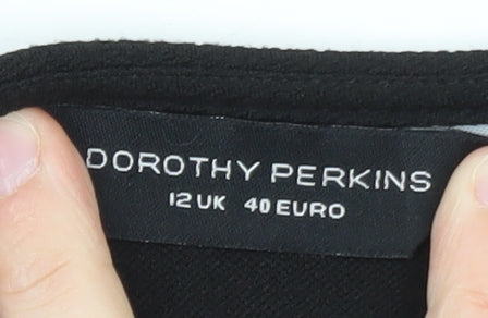 Brand and care label for Dorothy Perkins Women's Black, size 12, Bodycon Knee Length Dress