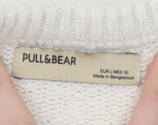 Pull&Bear Womens Ivory Fair Isle Knit Jumper L