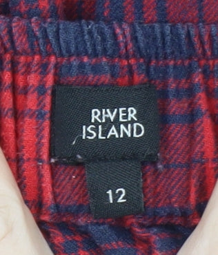 River Island Womens Red Plaid Wrap Flannel Short Skirt Size 12