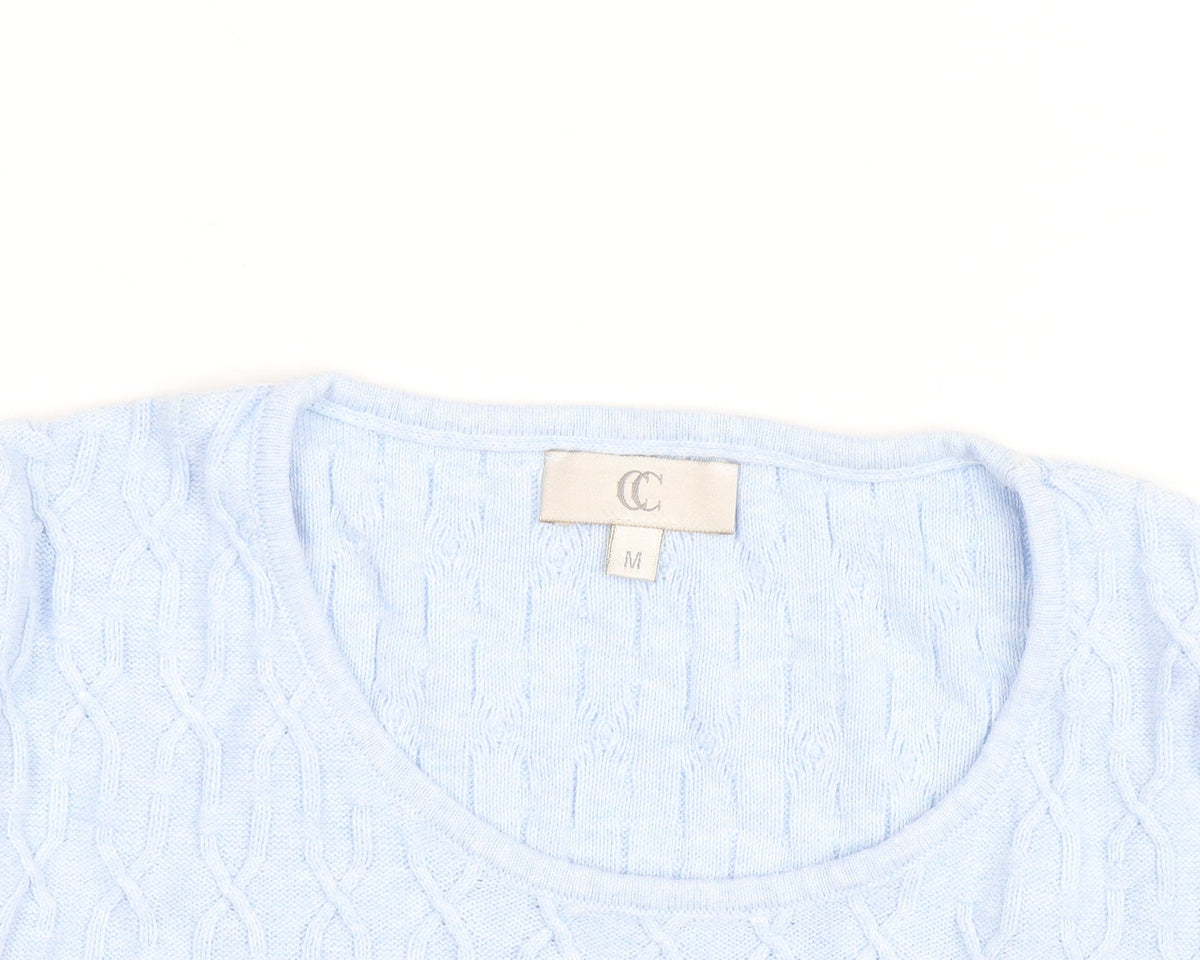 Country Casuals Men's Blue Cable-Knit Cotton Pullover Jumper Size M