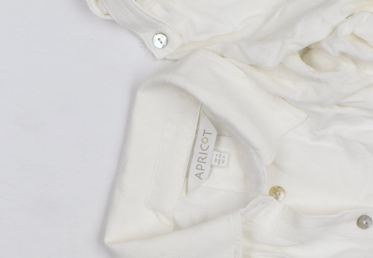 Apricot Women's Ivory Button-Up Long Sleeve Basic Shirt Size 8