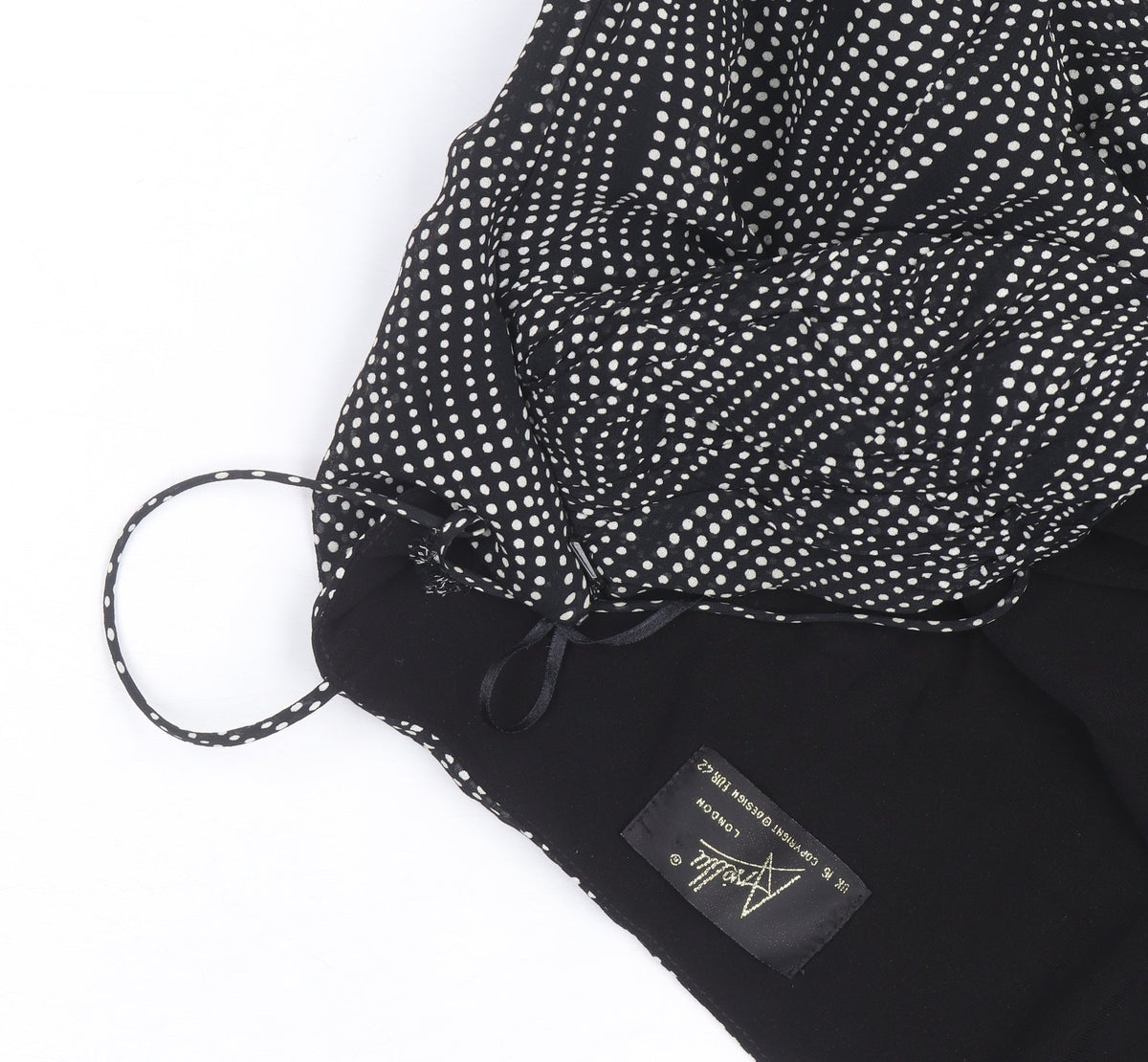 Arabella Womens Black Polka Dot Asymmetric Strap Dress Size 12