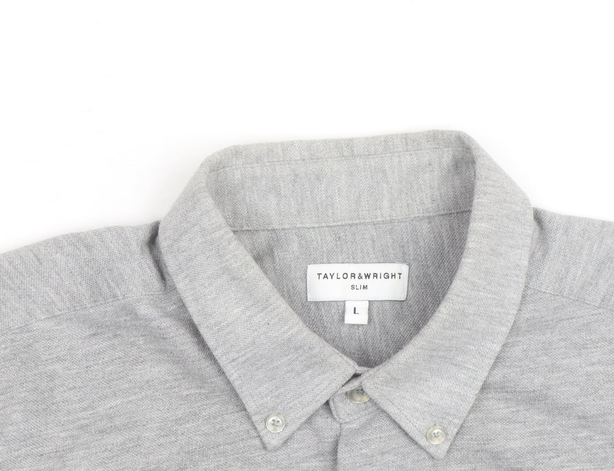 Additional view of Taylor & Wright Men's Grey Slim Fit Long Sleeve Button-Up Shirt, size L