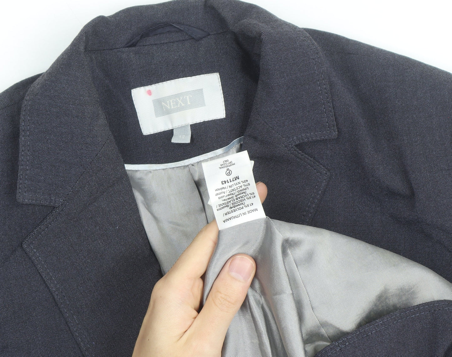 Next Women Blue Wool Blend Blazer Jacket Size 12 Workwear