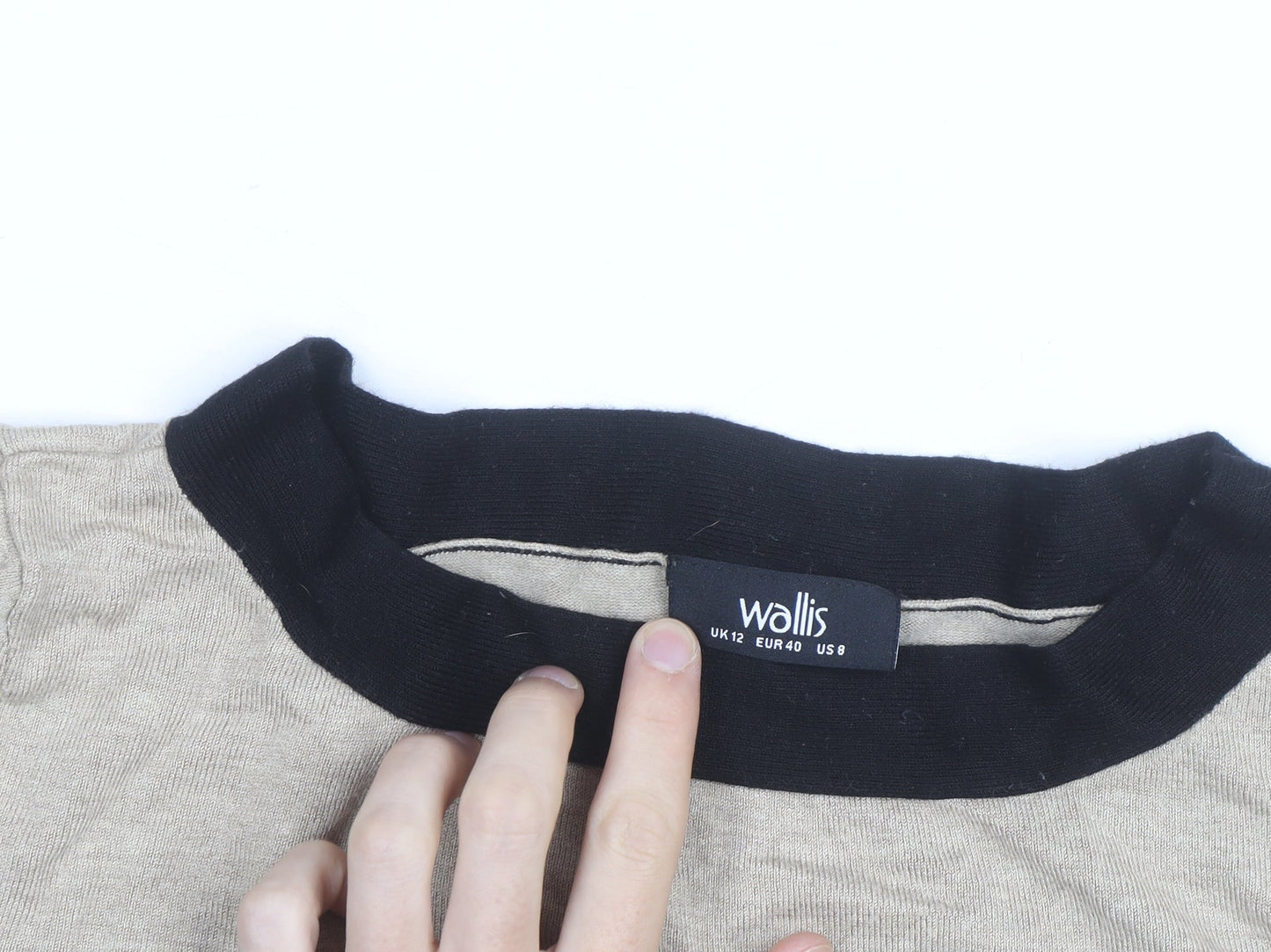 Wallis Women’s Beige and Black Crew Neck Knit Jumper Size 12