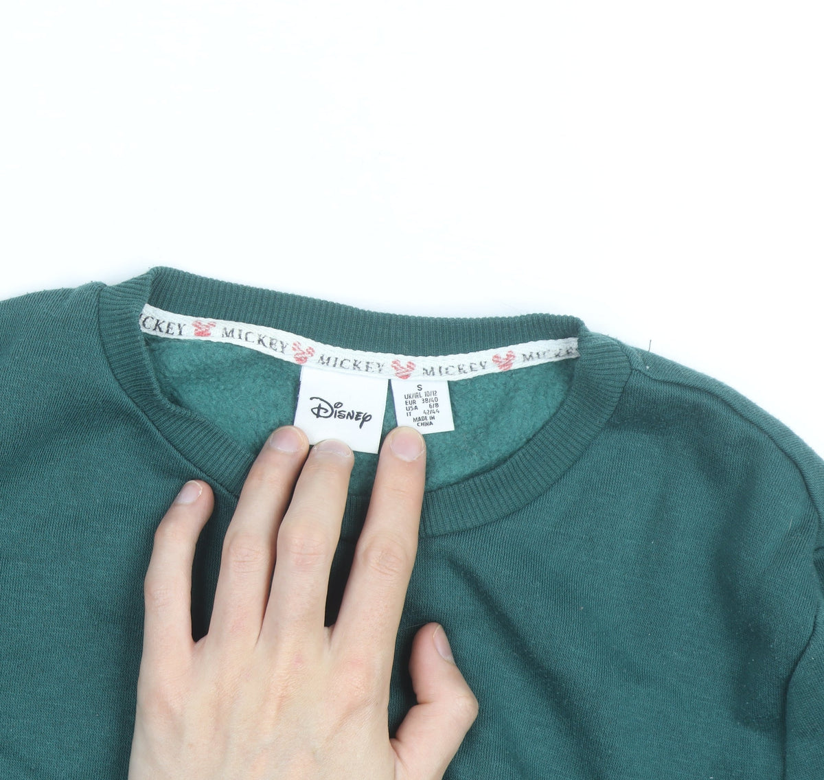 Additional view of Disney Men's Green Mickey Mouse Graphic Pullover Sweatshirt, size S