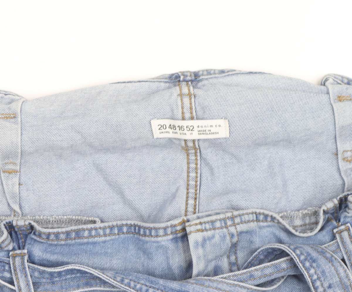 Brand and care label for Denim Co. Men's Blue Belted Chino Denim Shorts, size M