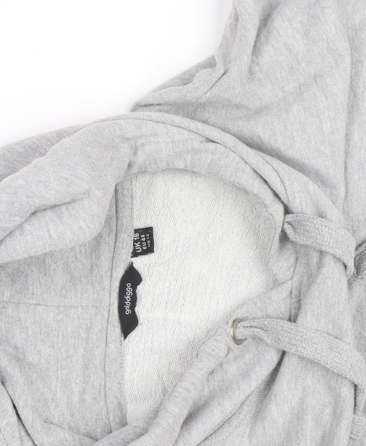 Golddigga Women’s Grey Pullover Hoodie UK 16 Cotton Blend Casual