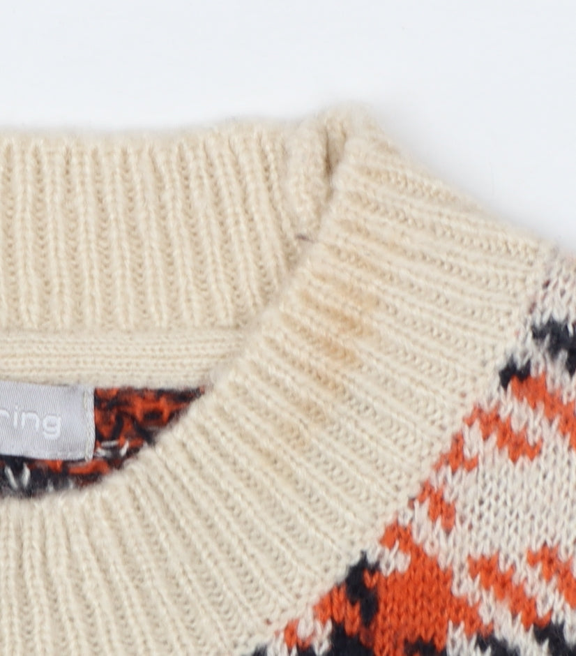 Additional view of Red Herring Women's Beige Check Wool Blend jumper, size 10