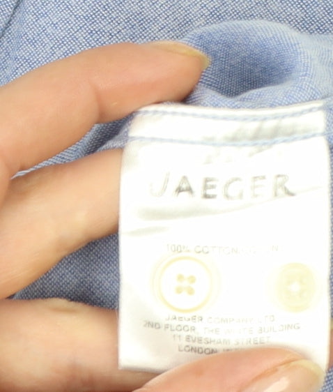 Additional view of Jaeger Men Blue Cotton Button-Down Long Sleeve Casual Shirt L