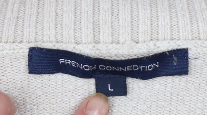 Brand and care label for French Connection Women's Beige Cable Knit Cardigan L
