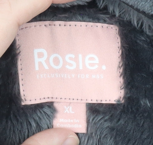 Marks and Spencer Rosie Women’s Grey Hooded Plush Robe XL Winter Warm