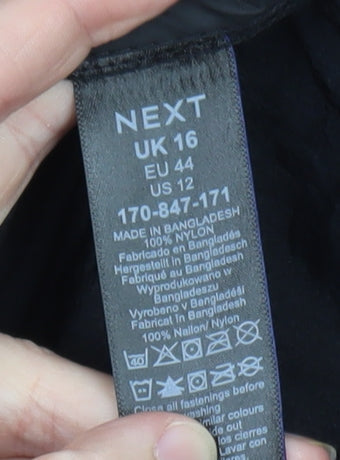 Next Women's Black Nylon Hooded Parka Jacket Size 16