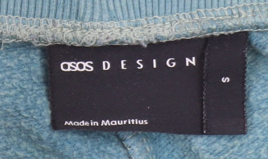 Brand and care label for ASOS DESIGN Men's Green Jogger Trousers, size S, Casual Cotton