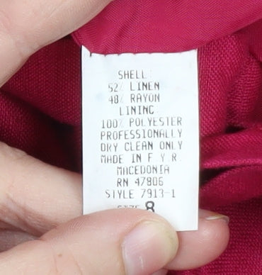Oleg Cassini Women's Pink Linen Blend Short Sleeve Blazer Size 8