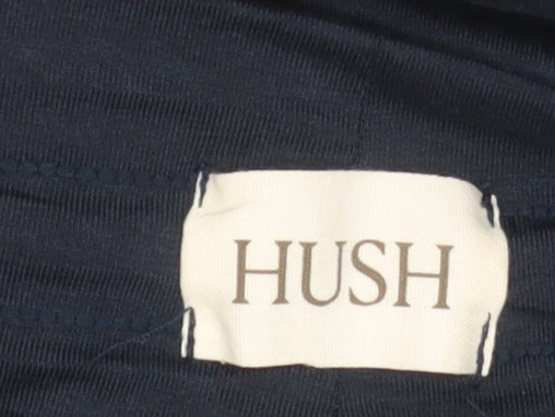 Hush Women Navy Blue Wide-Leg Drawstring Trousers Size 14