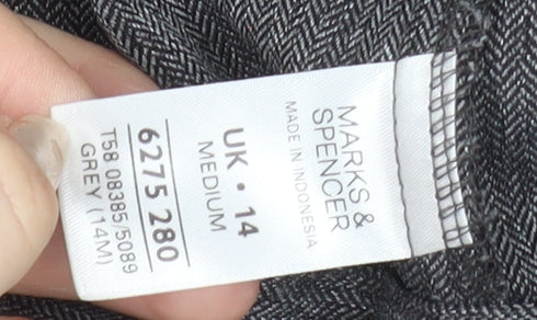 Marks & Spencer Womens Grey Size 14 Polyester Straight Leg Trousers