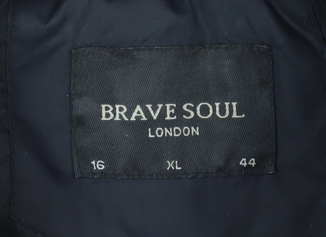 Brave Soul Women's Black Quilted Puffer Jacket Size 16 XL