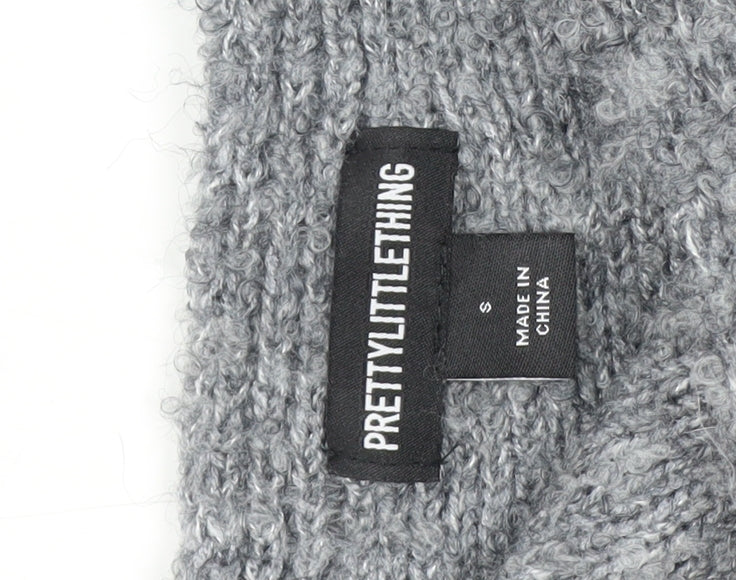 PRETTYLITTLETHING Women's Grey V-Neck Chunky Knit Jumper Size S