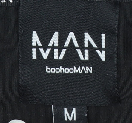 Brand and care label for boohooMAN Men’s Black Slim Fit 1/4 Zip Long Sleeve Activewear Top M