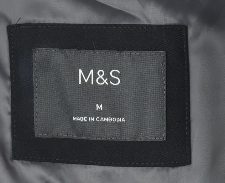 Marks and Spencer Men's Black Bomber Jacket M Lined Zip Casual Style