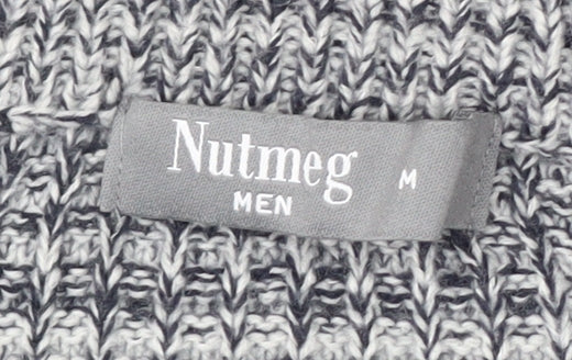 Nutmeg Men Blue Chunky Knit Crew Neck Pullover Jumper Size M